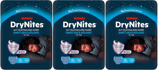 Drynites Emici Gece Külodu/Külot Bez Erkek 13+ Yaş (48-60KG) X Large 60 Adet Mega Pk (3PK*20)