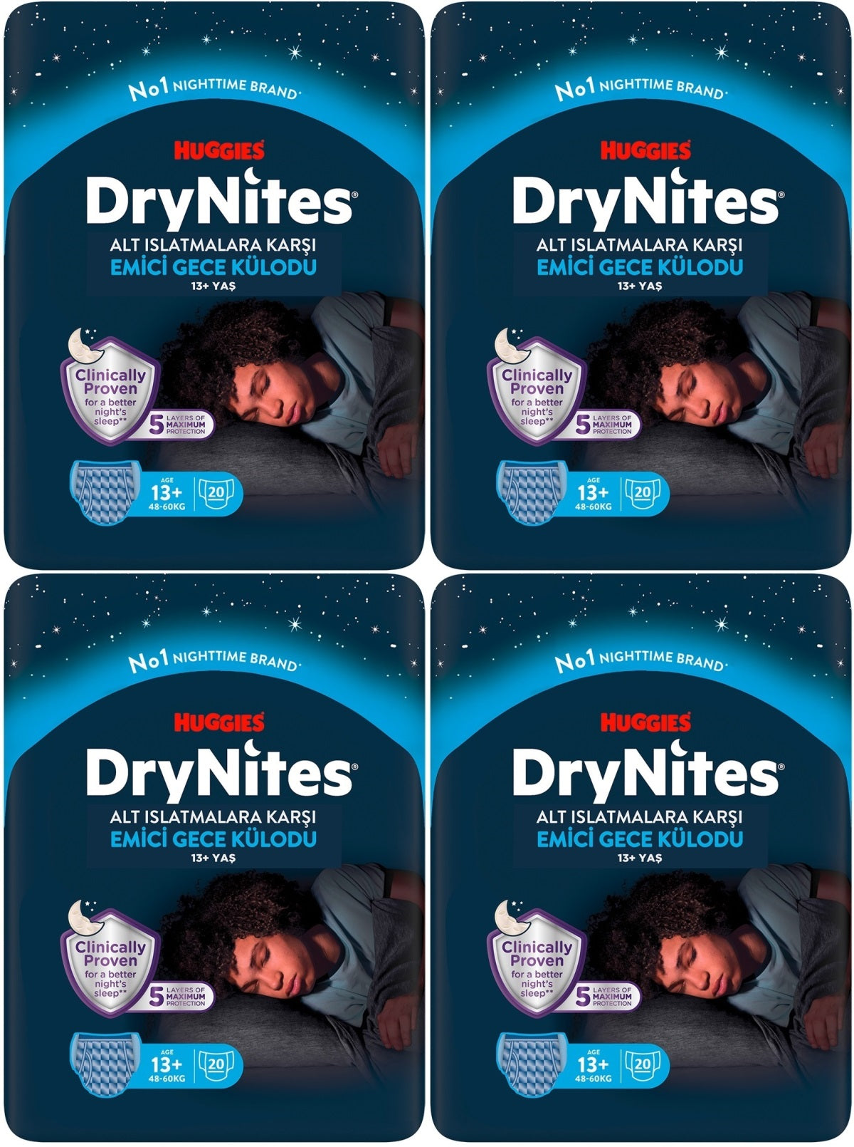 Drynites Emici Gece Külodu/Külot Bez Erkek 13+ Yaş (48-60KG) X Large 80 Adet Mega Pk (4PK*20)