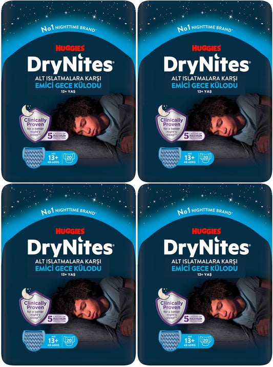 Drynites Emici Gece Külodu/Külot Bez Erkek 13+ Yaş (48-60KG) X Large 80 Adet Mega Pk (4PK*20)