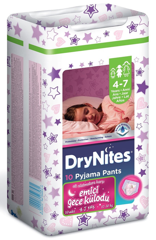 Drynites Emici Gece Külodu/Külot Bez Kız 4-7 Yaş (27-30KG) Large 10 Adet (Alt Islatmalara Karşı)