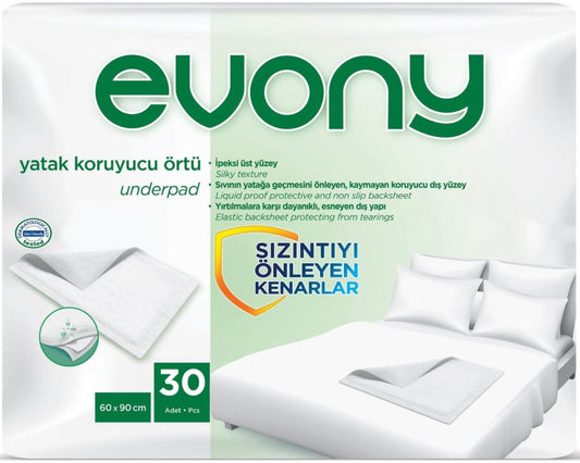 Evony Yetişkin Yatak Koruyucu Örtü 60*90CM 30 Adet Tekli Pk (Kaymaz Özellikli)
