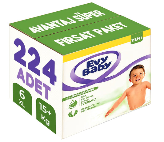 Evy Baby Bebek Bezi 6 Beden 15+ KG Ekstra large 224 Adet Avantaj Süper Fırsat Pk