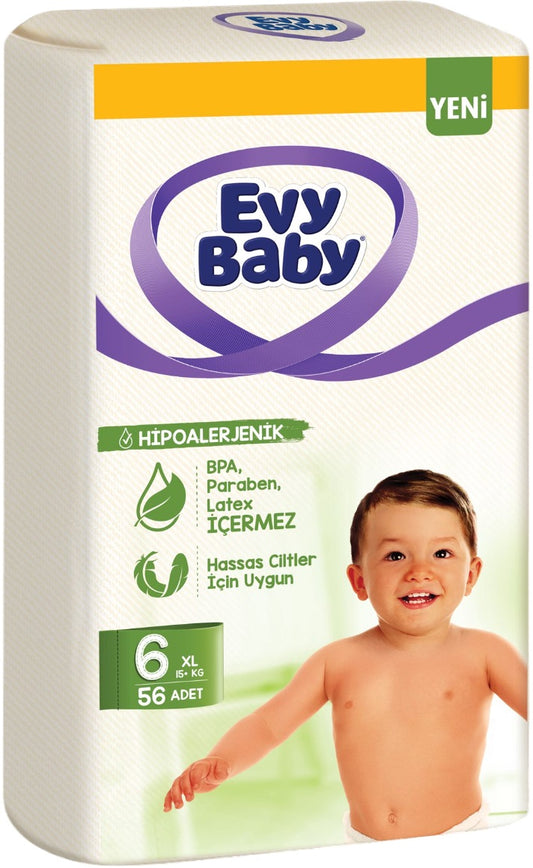 Evy Baby Bebek Bezi 6 Beden 15+ KG Ekstra Large 56 Adet Süper Fırsat Pk