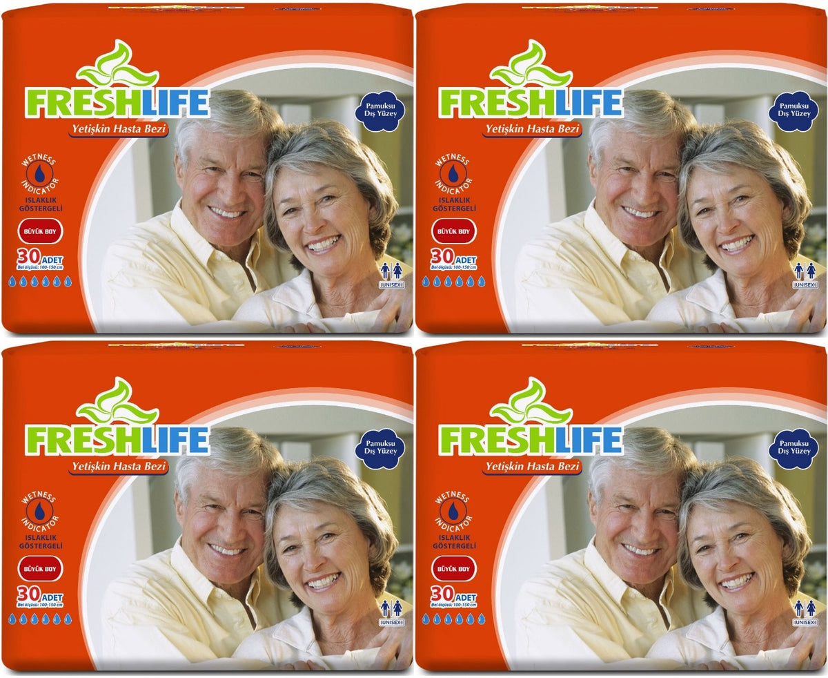 FreshLife Yetişkin Bezi Bel Bantlı L - Large - Büyük 120 Adet (4PK*30)