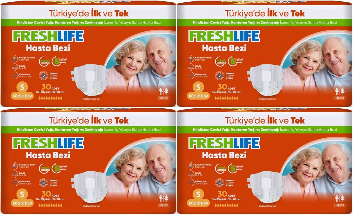 FreshLife Yetişkin Bezi Bel Bantlı S - Küçük - Small 120 Adet (4PK*30)