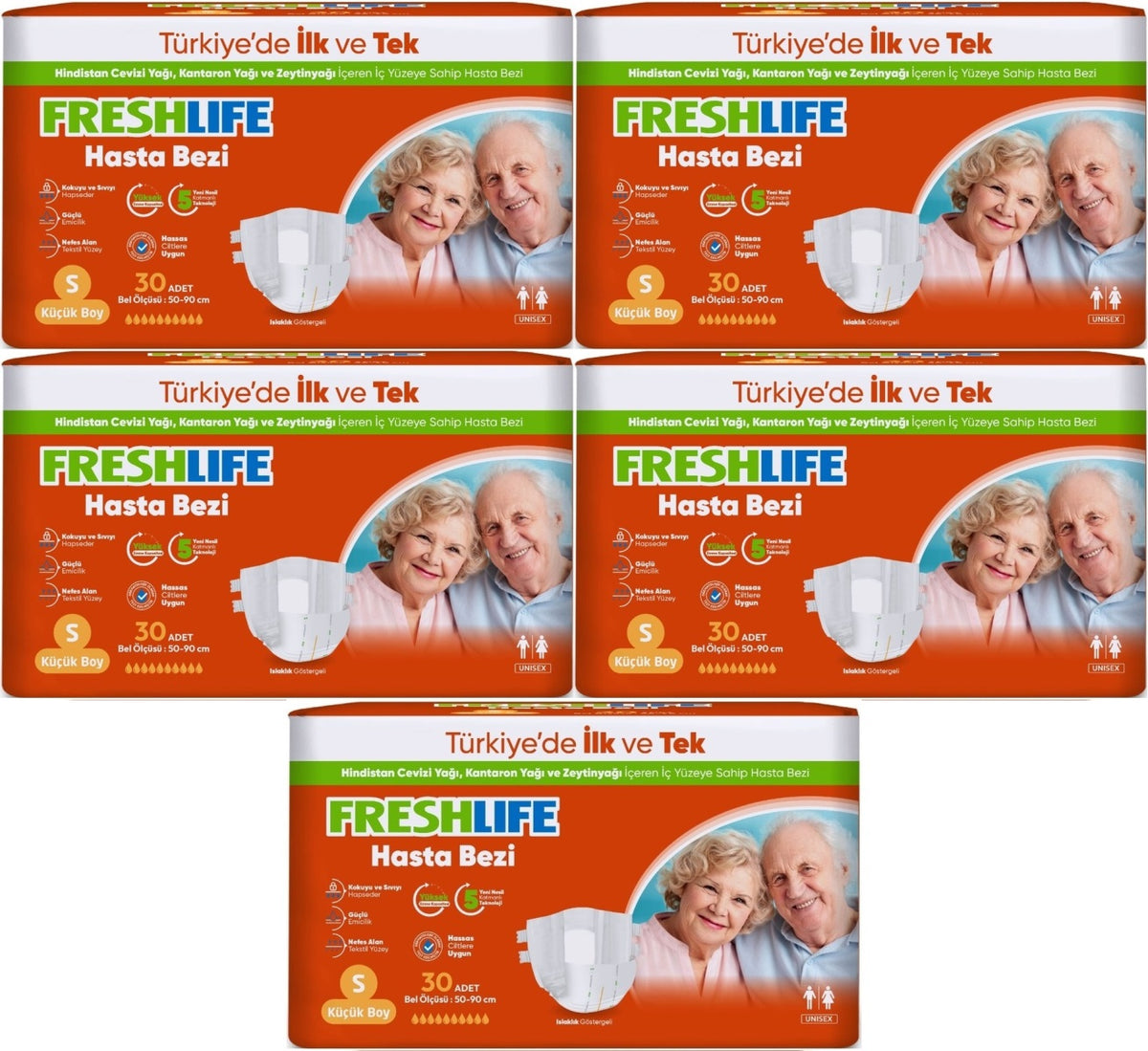 FreshLife Yetişkin Bezi Bel Bantlı S - Küçük - Small 150 Adet (5PK*30)