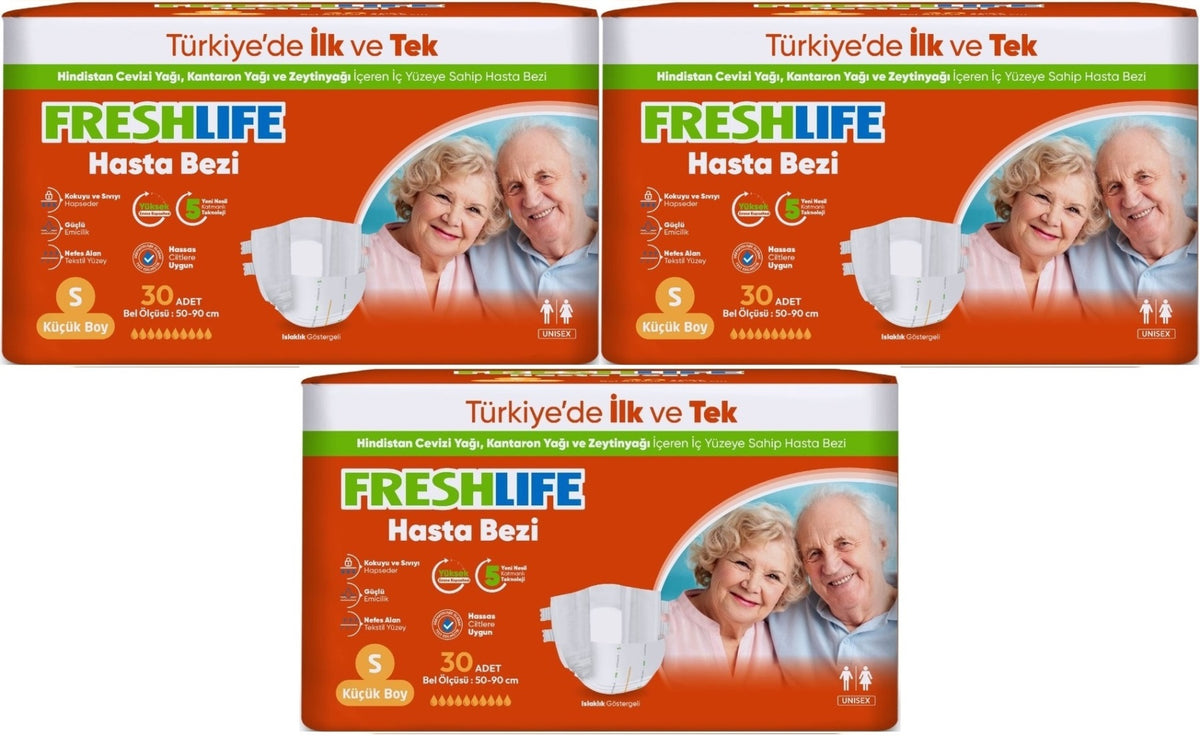 FreshLife Yetişkin Bezi Bel Bantlı S - Küçük - Small 90 Adet (3PK*30)