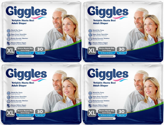 Giggles Yetişkin Bezi Bel Bantlı Tekstil Yüzey Ekstra Büyük (XL) 120 Adet (4PK*30)