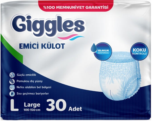 Giggles Yetişkin Bezi Emici Külot L-Büyük 30 Adet Tekli Pk