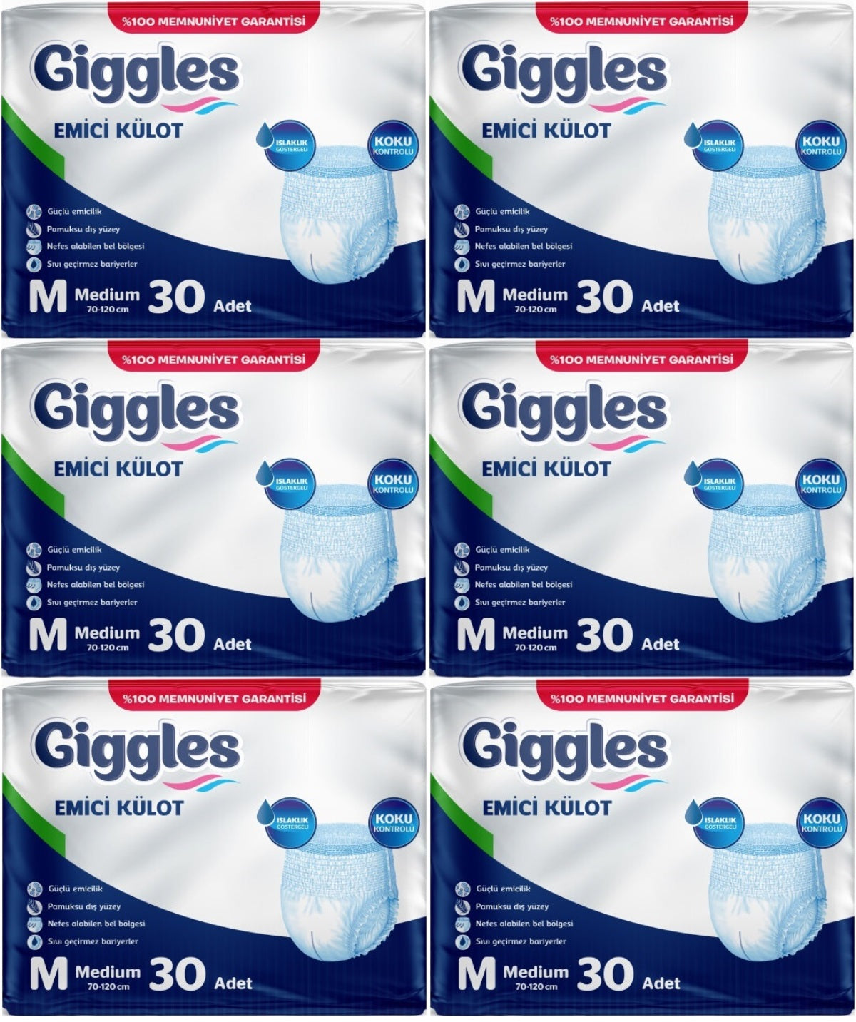 Giggles Yetişkin Bezi Emici Külot M-Orta Medium 180 Adet (6PK*30)