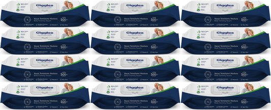 Giggles Yetişkin Vücut Temizleme Islak Mendil Havlu 600 Yaprak XL (Beyaz Sabun Kokulu) (12PK*50)