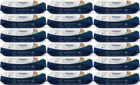 Giggles Yetişkin Vücut Temizleme Islak Mendil Havlu 900 Yaprak XL (Beyaz Sabun Kokulu) (18PK*50)