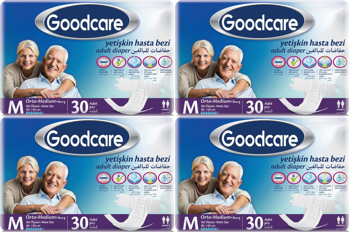 Goodcare Yetişkin Bezi Bel Bantlı Tekstil Yüzey M Medium - Orta 120 Adet (4PK*30)