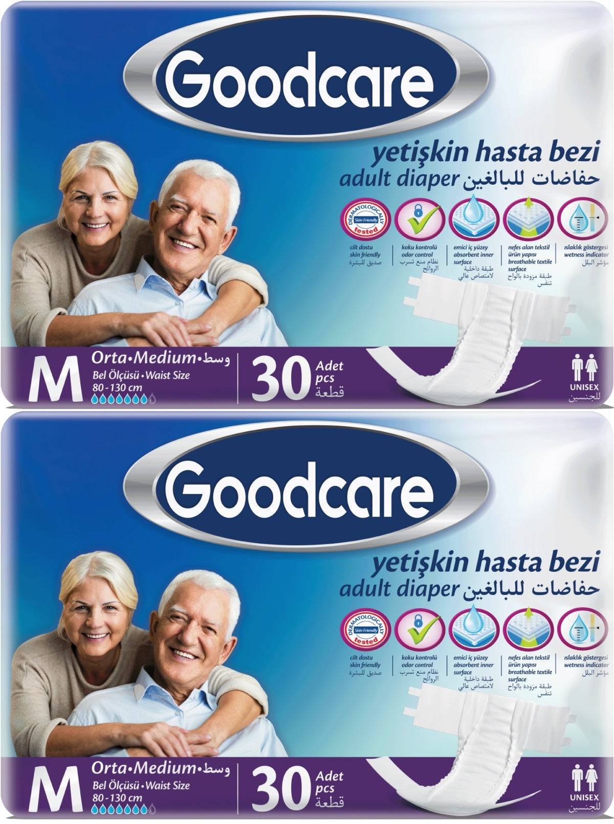 Goodcare Yetişkin Bezi Bel Bantlı Tekstil Yüzey M Medium - Orta 60 Adet (2PK*30)