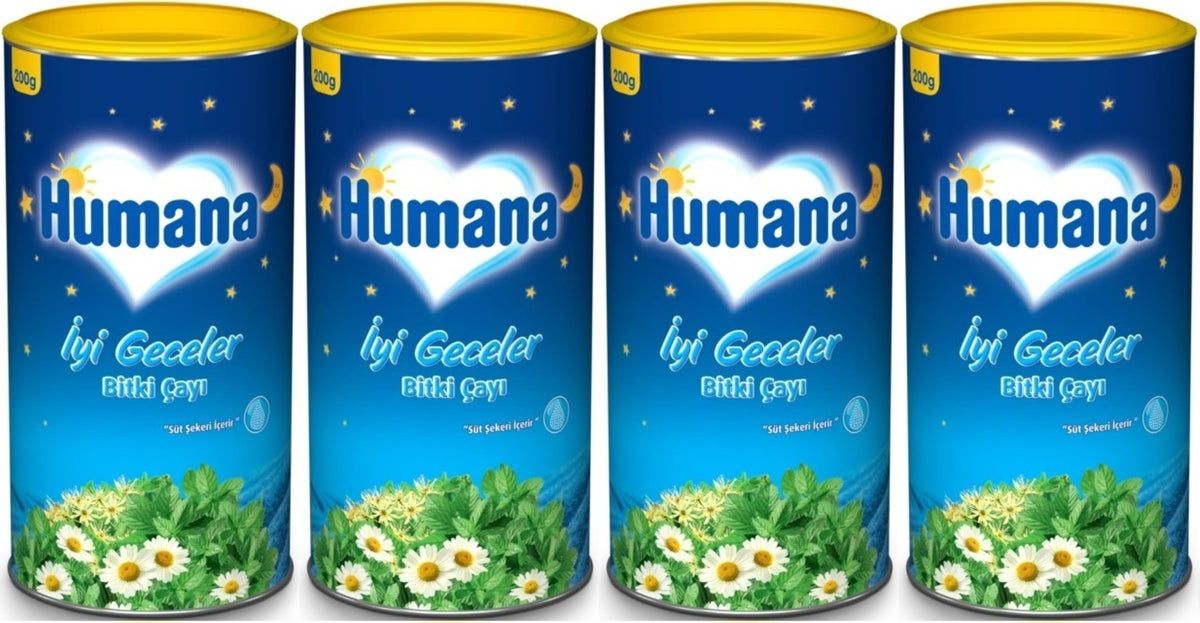 Humana İyi Geceler Çayı 200GR (Melisa Yağı İçeren Karışık Bitki İçecek Tozu) (4 Lü Set)