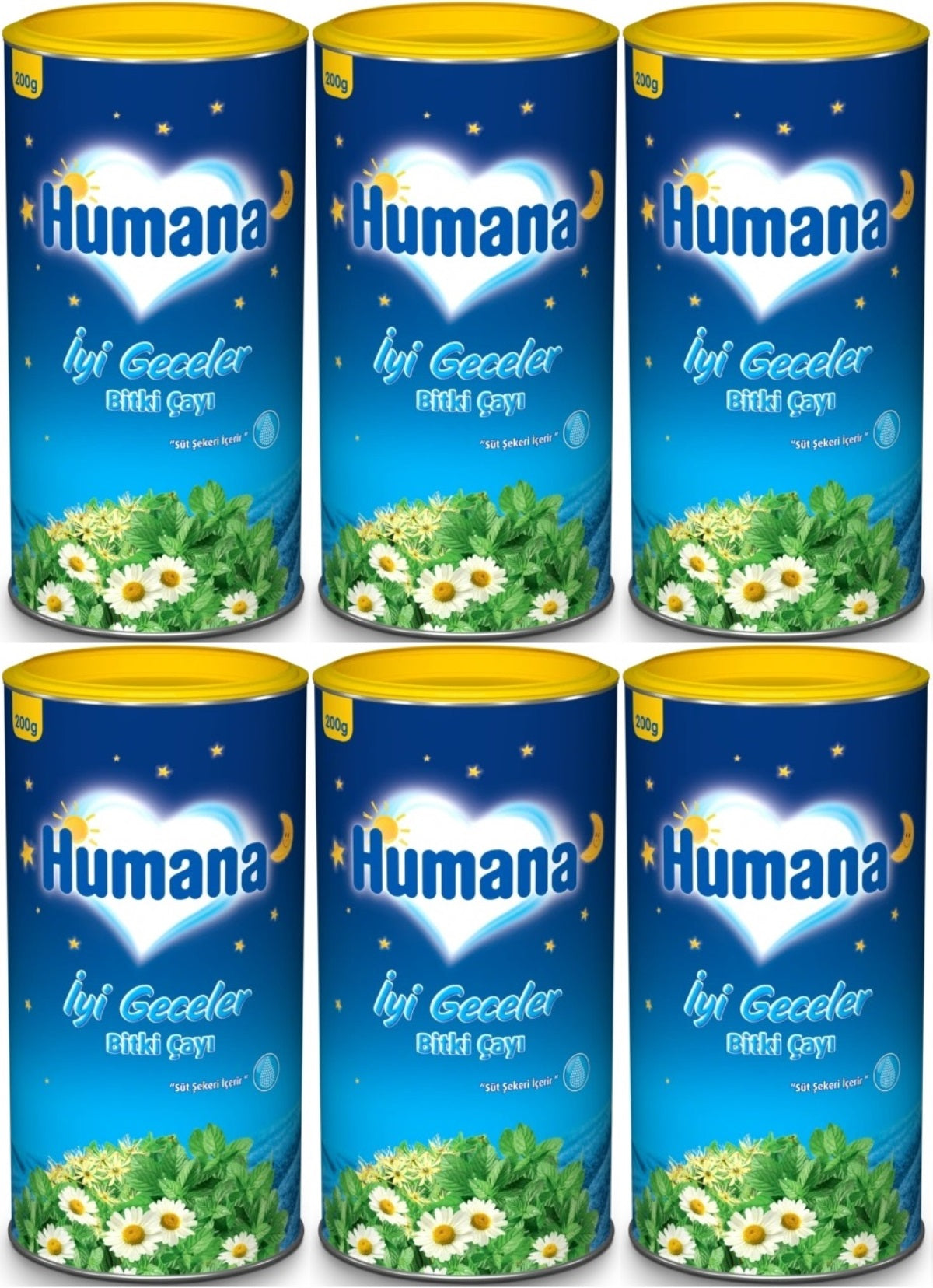 Humana İyi Geceler Çayı 200GR (Melisa Yağı İçeren Karışık Bitki İçecek Tozu) (6 Lı Set)
