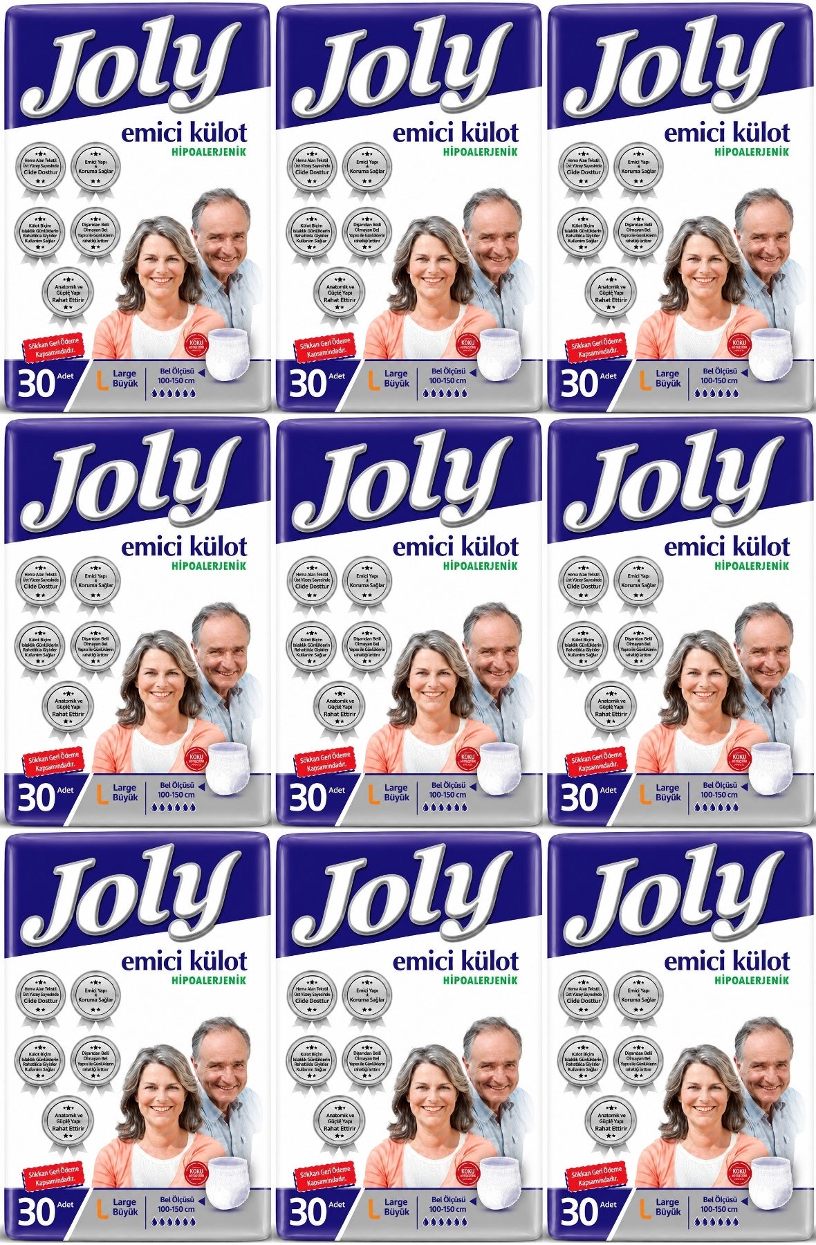 Joly Emici Külot Yetişkin Bezi L - Büyük - Large 270 Adet