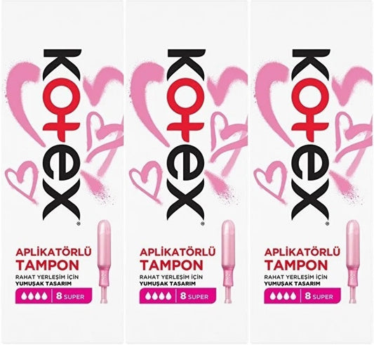 Kotex Aplikatörlü Tampon Süper 24 Lü Set (3PK*8)