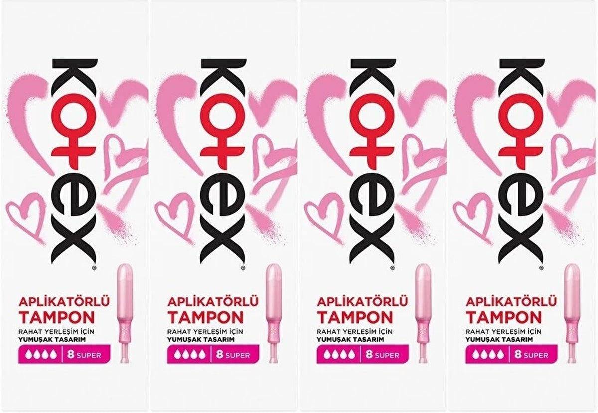 Kotex Aplikatörlü Tampon Süper 32 Li Set (4PK*8)