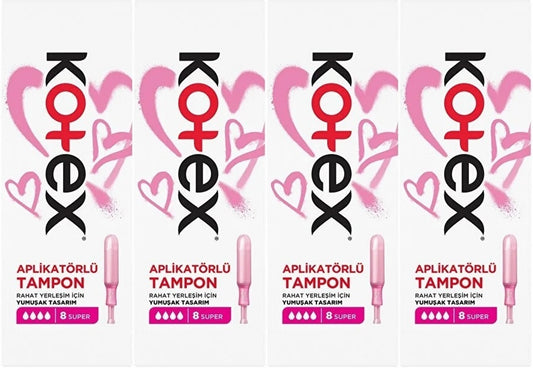 Kotex Aplikatörlü Tampon Süper 32 Li Set (4PK*8)