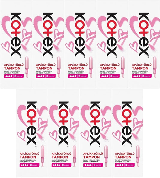 Kotex Aplikatörlü Tampon Süper 72 Li Set (9PK*8)