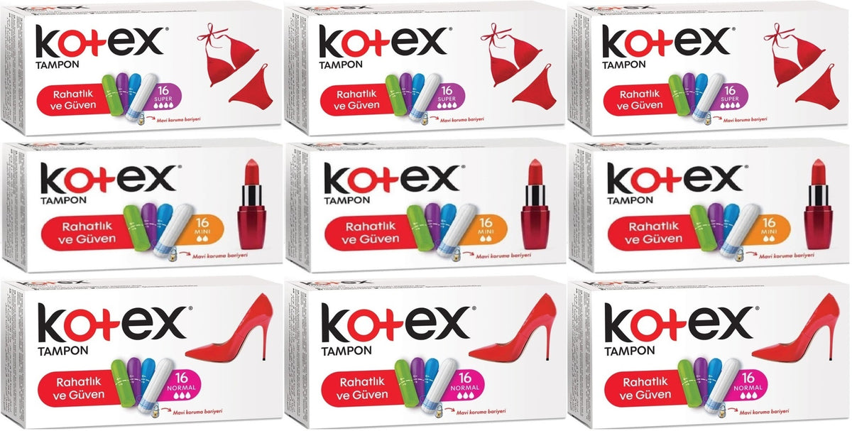 Kotex Tampon Süper - Mini - Normal 144 Lü Karma Set (9PK*16)