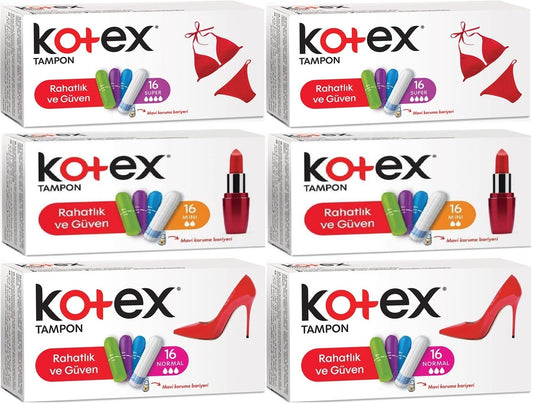 Kotex Tampon Süper - Mini - Normal 96 Lı Karma Set (6PK*16)
