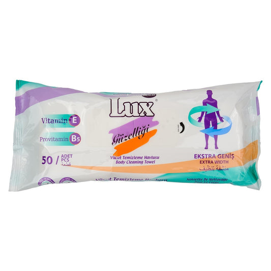 Lux Yetişkin Vücut Temizleme Islak Mendil Havlu 50 Yaprak XL Tekli Pk