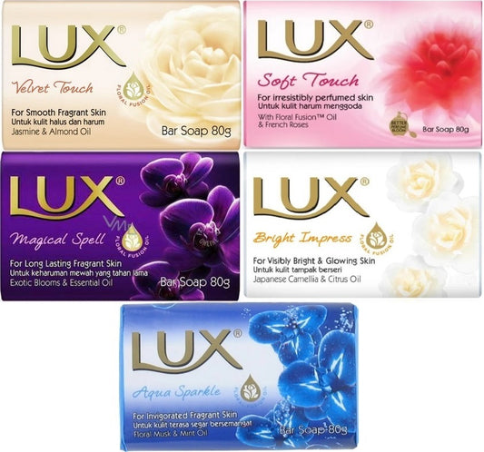 Lux Sabun 80GR (Karma 5 Li Set) Soft Touch/Velvet Touch/Magicial Spell/Aqua Sparke/Bright Impress