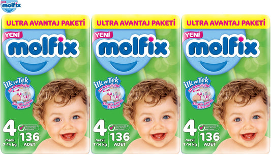 Molfix Bebek Bezi 4 Beden 7-14 KG Maxi 434 Adet MeGa Ultra Avantaj Pk