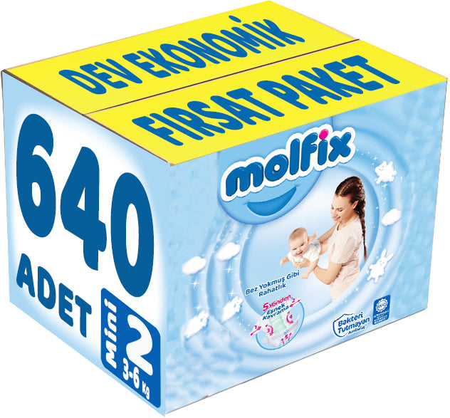 Molfix Bebek Bezi 2 Beden 3-6 KG Mini 640 Adet Dev Ekonomik Fırsat Pk