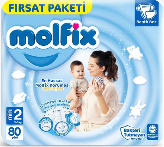 Molfix Bebek Bezi 2 Beden 3-6 KG Mini 80 Adet Fırsat Pk