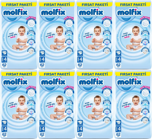 Molfix Bebek Bezi 4 Beden 7-14 KG Maxi 496 Adet Dev Ekonomik Fırsat Pk