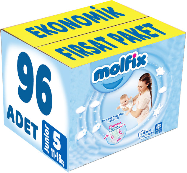 Molfix Bebek Bezi 5 Beden 11-18 KG Junior 96 Adet Ekonomik Fırsat Pk