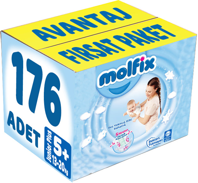 Molfix Bebek Bezi 5+ Beden 13-20 KG Junior Plus 176 Adet Avantaj Fırsat Pk