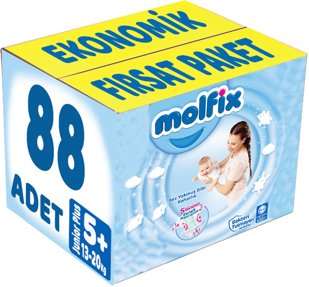 Molfix Bebek Bezi 5+ Beden 13-20 KG Junior Plus 88 Adet Ekonomik Fırsat Pk