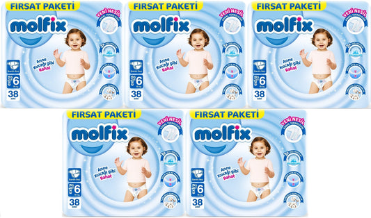 Molfix Bebek Bezi 6 Beden 15+ KG Extra Large 190 Adet MeGa Fırsat Pk