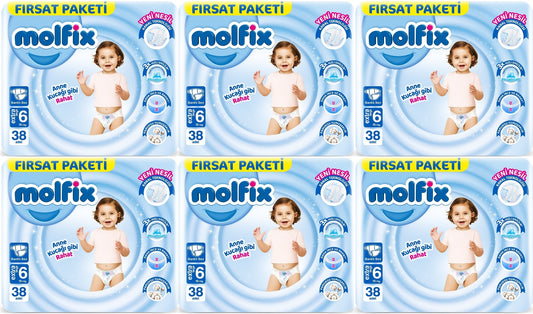 Molfix Bebek Bezi 6 Beden 15+ KG Extra Large 228 Adet Ekstra Fırsat Pk