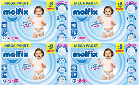 Molfix Bebek Bezi 6 Beden 15+ KG Extra Large 320 Adet Mega Avantaj Fırsat Pk