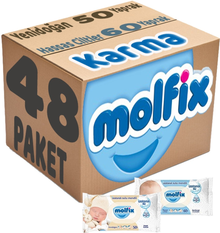 Molfix Islak Havlu Mendil İzotonik Karma 48 Li Set (Yeni Doğan-Hassas Cilt)