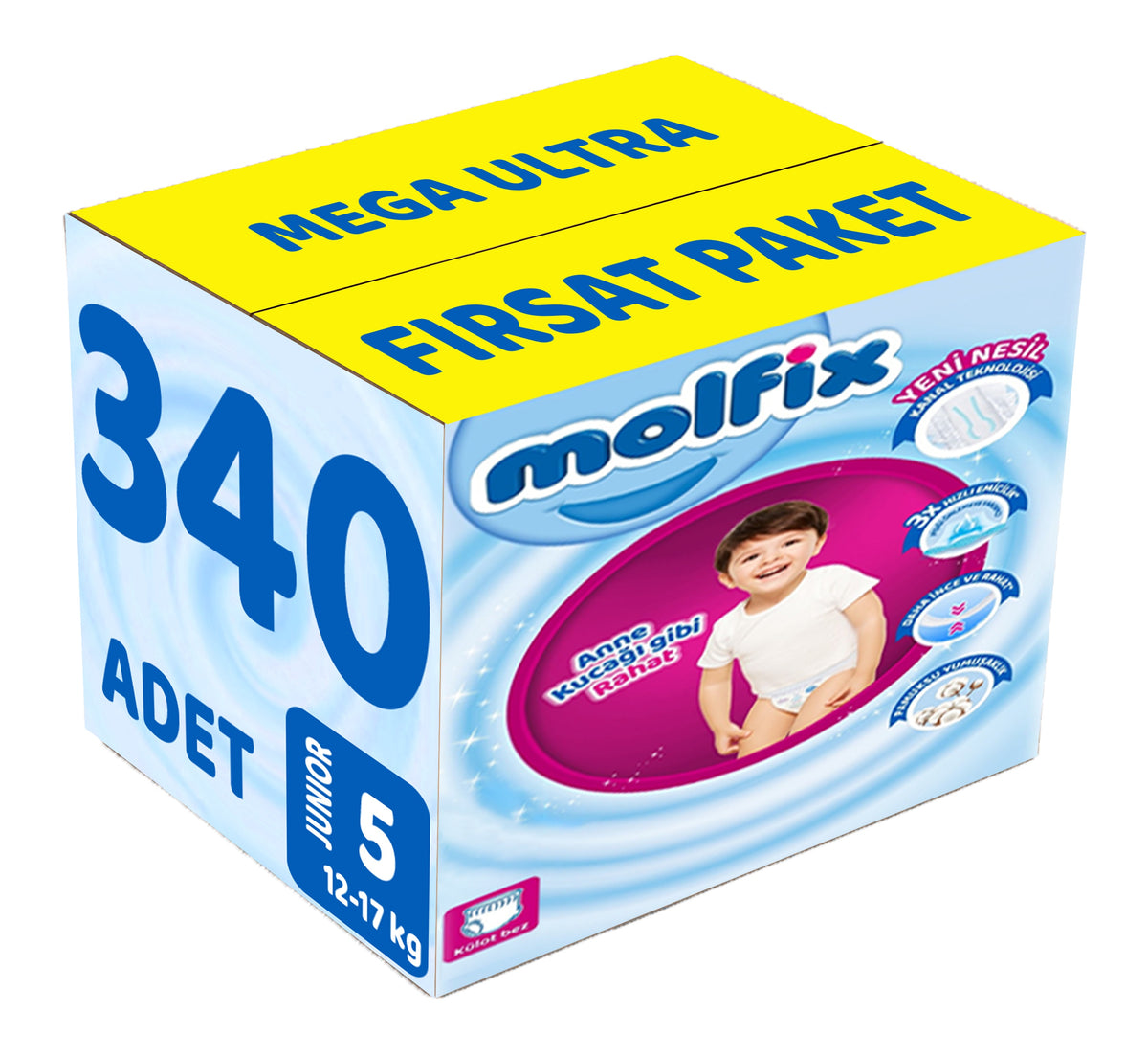 Molfix Külot Bebek Bezi 5 Beden 12-17 KG Junior 340 Adet MeGa Ultra Fırsat Pk