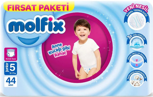 Molfix Külot Bebek Bezi 5 Beden 12-17 KG Junior 44 Adet Fırsat Pk