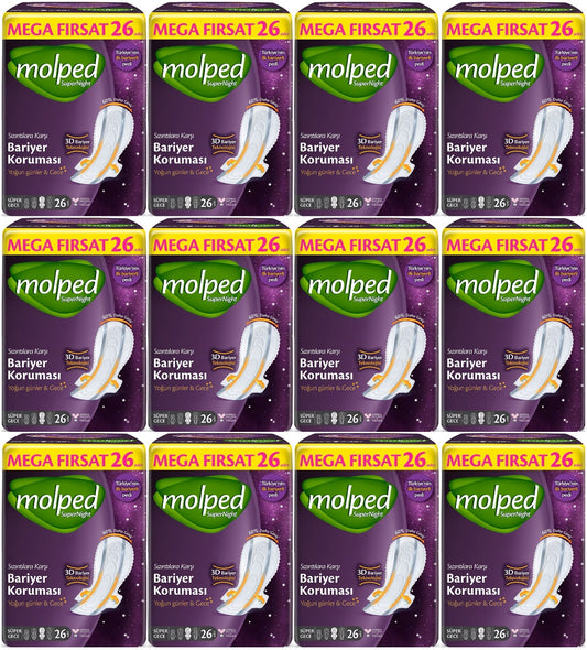 Molped Süper Night Hijyenik Ped Süper Gece 312 Adet Mega Fırsat Pk