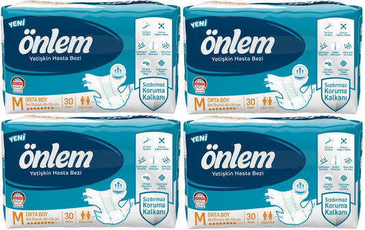 Önlem Yetişkin Bezi Bel Bantlı Tekstil Yüzey M - Medium - Orta 120 Adet (4PK*30)