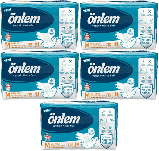 Önlem Yetişkin Bezi Bel Bantlı Tekstil Yüzey M - Medium - Orta 150 Adet (5PK*30)