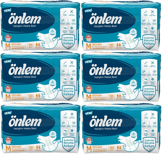 Önlem Yetişkin Bezi Bel Bantlı Tekstil Yüzey M - Medium - Orta 180 Adet (6PK*30)