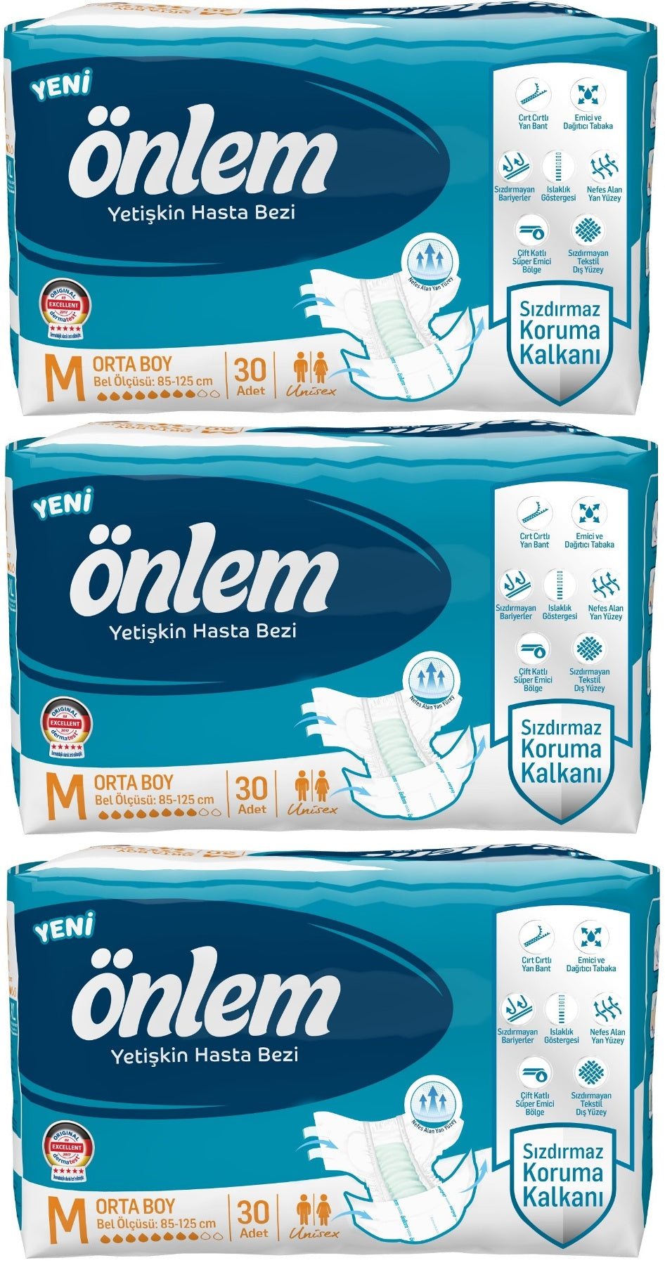 Önlem Yetişkin Bezi Bel Bantlı Tekstil Yüzey M - Medium - Orta 90 Adet (3PK*30)