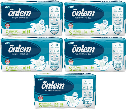 Önlem Yetişkin Bezi Bel Bantlı Tekstil Yüzey S - Small - Küçük 150 Adet (5PK*30)