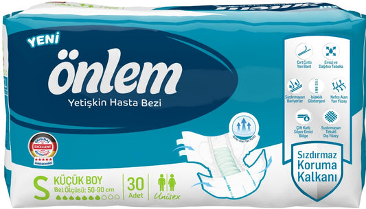 Önlem Yetişkin Bezi Bel Bantlı Tekstil Yüzey S - Small - Küçük (30 Adet)