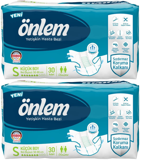 Önlem Yetişkin Bezi Bel Bantlı Tekstil Yüzey S - Small - Küçük 60 Adet (2PK*30)